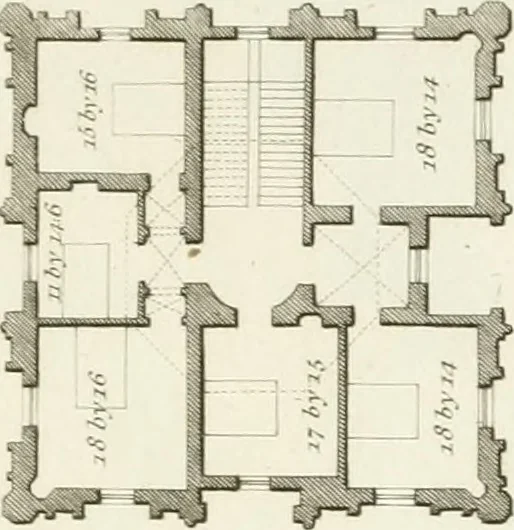 An illustration from Architectural sketches for cottages, rural dwellings, and villas, in the Grecian, Gothic, and fancy styles : with plans suitable to persons of genteel life and moderate fortune : preceded by some observations on scenery and character proper for picturesque buildings, 1805, leaf 96