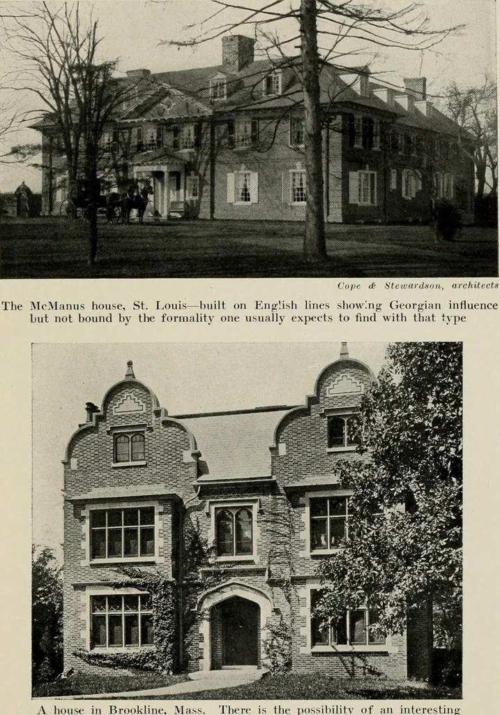 An illustration from Architectural styles for country houses: the characteristics and merits of various types of architecture as set forth by enthusiastic advocates, 1912, leaf 102