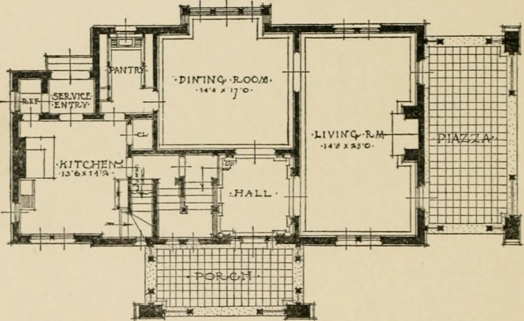 An illustration from Architectural styles for country houses: the characteristics and merits of various types of architecture as set forth by enthusiastic advocates, 1912, leaf 145