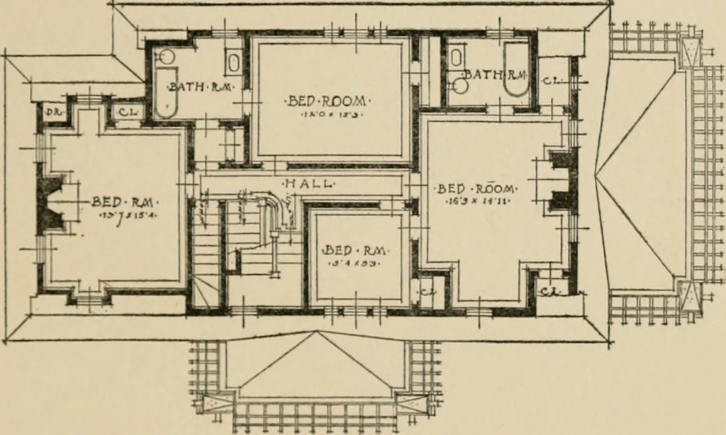 An illustration from Architectural styles for country houses: the characteristics and merits of various types of architecture as set forth by enthusiastic advocates, 1912, leaf 146