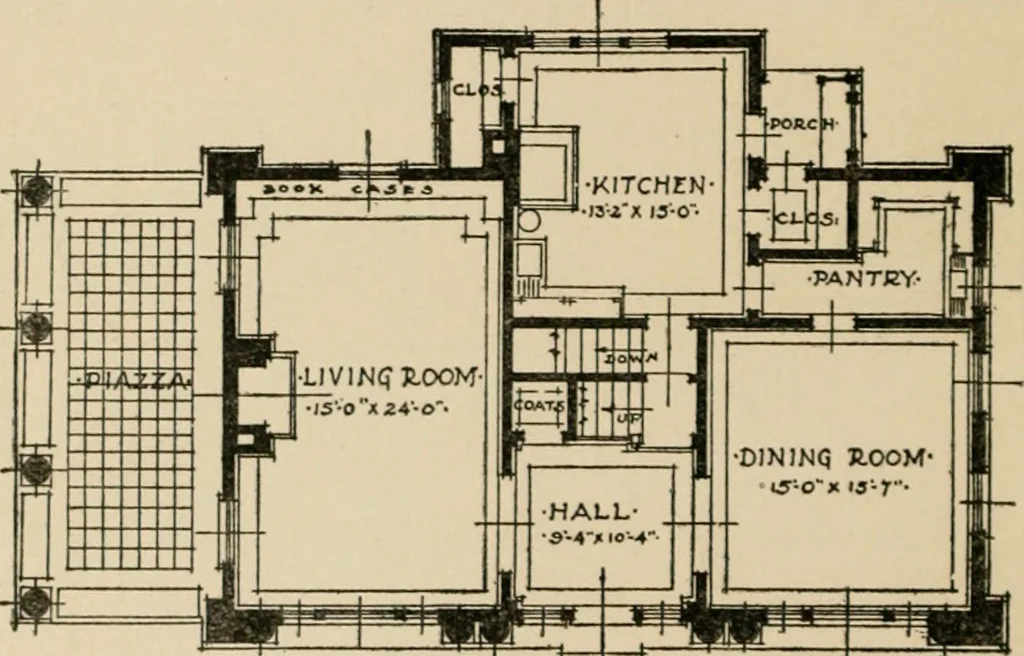 An illustration from Architectural styles for country houses: the characteristics and merits of various types of architecture as set forth by enthusiastic advocates, 1912, leaf 147