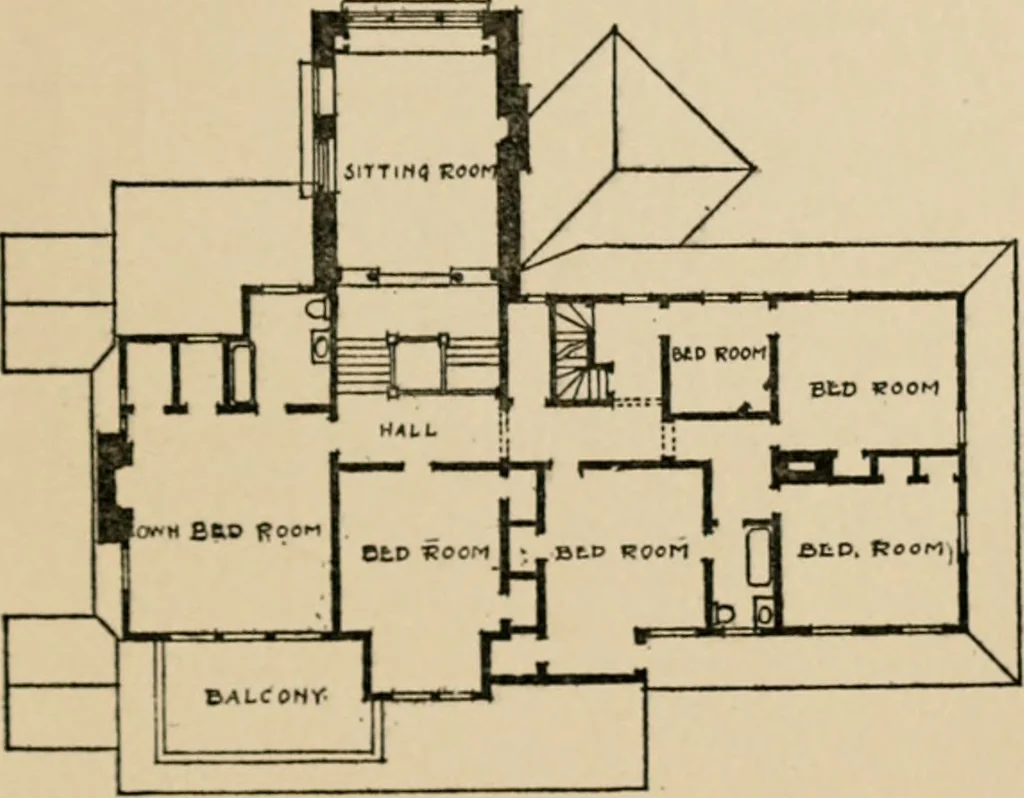 An illustration from Architectural styles for country houses: the characteristics and merits of various types of architecture as set forth by enthusiastic advocates, 1912, leaf 184