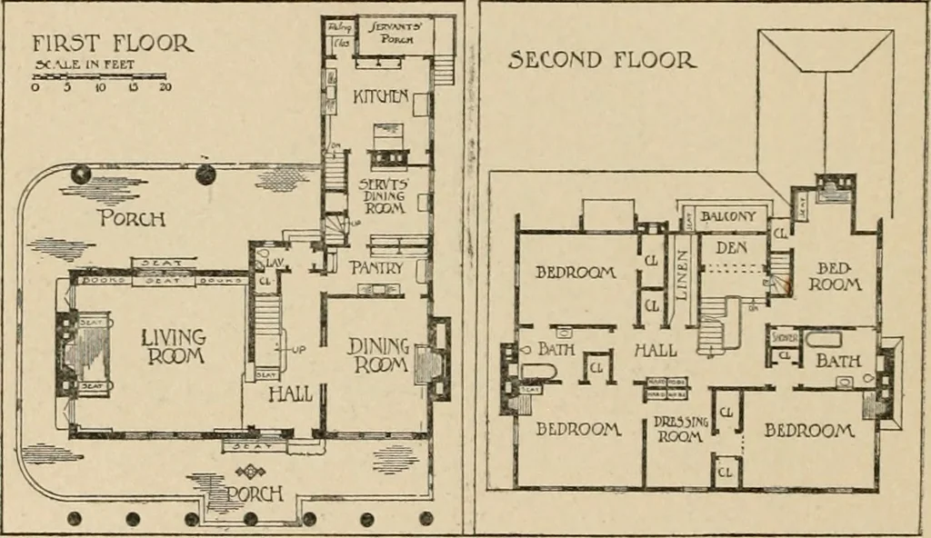 An illustration from Architectural styles for country houses: the characteristics and merits of various types of architecture as set forth by enthusiastic advocates, 1912, leaf 185
