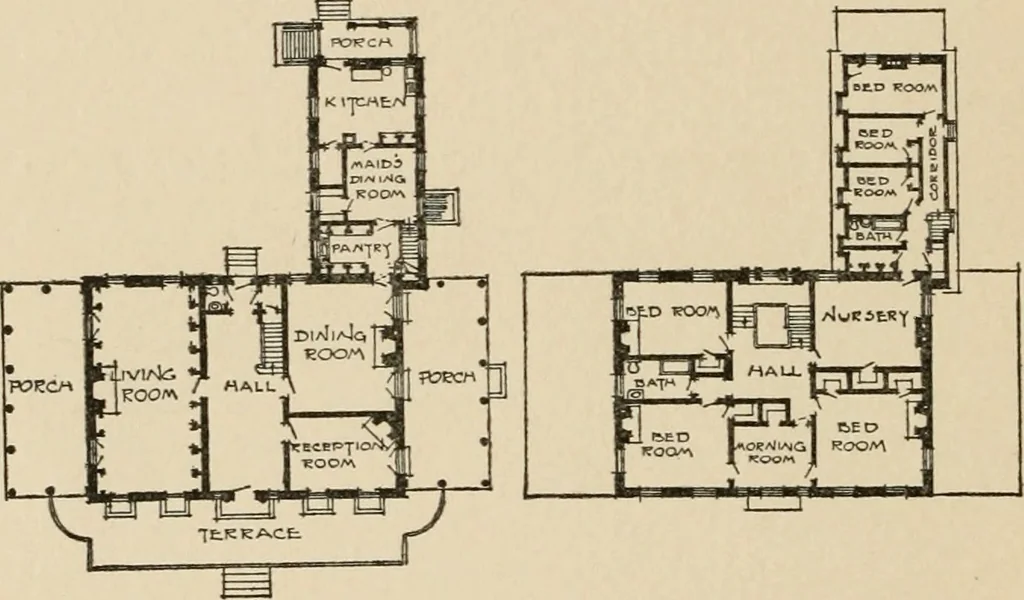 An illustration from Architectural styles for country houses: the characteristics and merits of various types of architecture as set forth by enthusiastic advocates, 1912, leaf 19