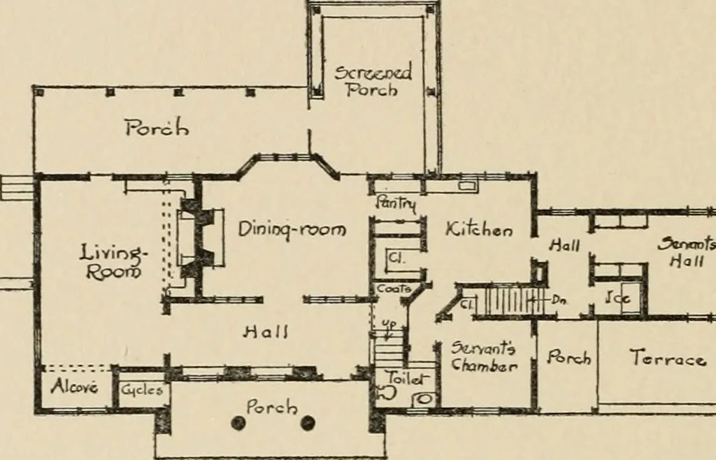 An illustration from Architectural styles for country houses: the characteristics and merits of various types of architecture as set forth by enthusiastic advocates, 1912, leaf 43