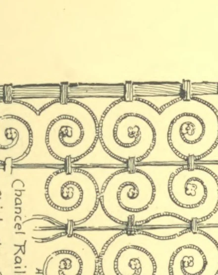 An illustration from Architectural wrought-iron, ancient and modern; a compilation of examples from various sources of German, Swiss, Italian, French, English and American iron-work from mediaeval times down to the present day, 1888, leaf 25