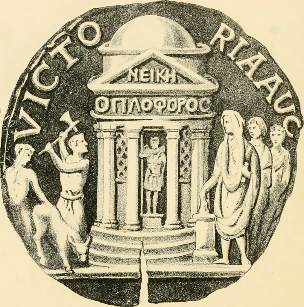 An illustration from Architectura numismatica; or, Architectural medals of classic antiquity: illustrated and explained by comparison with the monuments and the descriptions of ancient authors, and copious text. One hundred lithographs and woodcuts, 1859, leaf 107