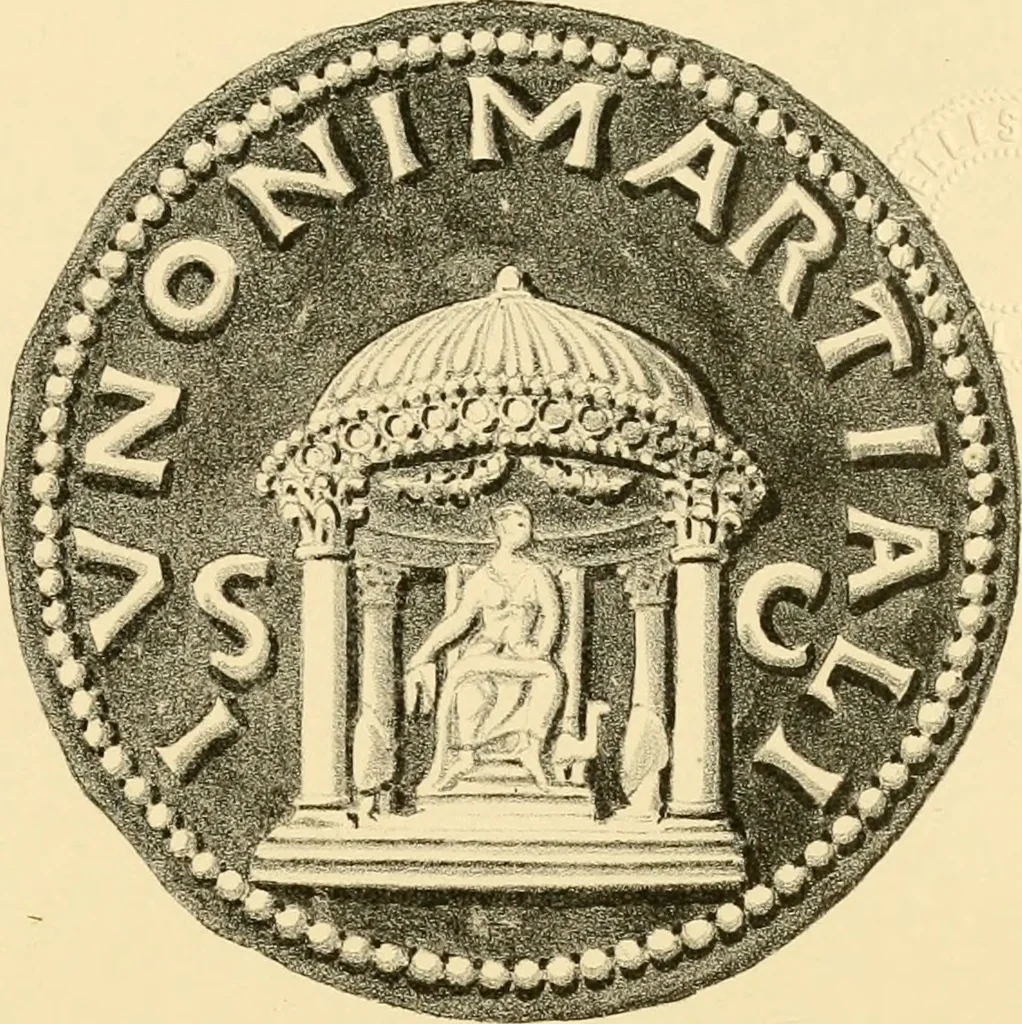 An illustration from Architectura numismatica; or, Architectural medals of classic antiquity: illustrated and explained by comparison with the monuments and the descriptions of ancient authors, and copious text. One hundred lithographs and woodcuts, 1859, leaf 124