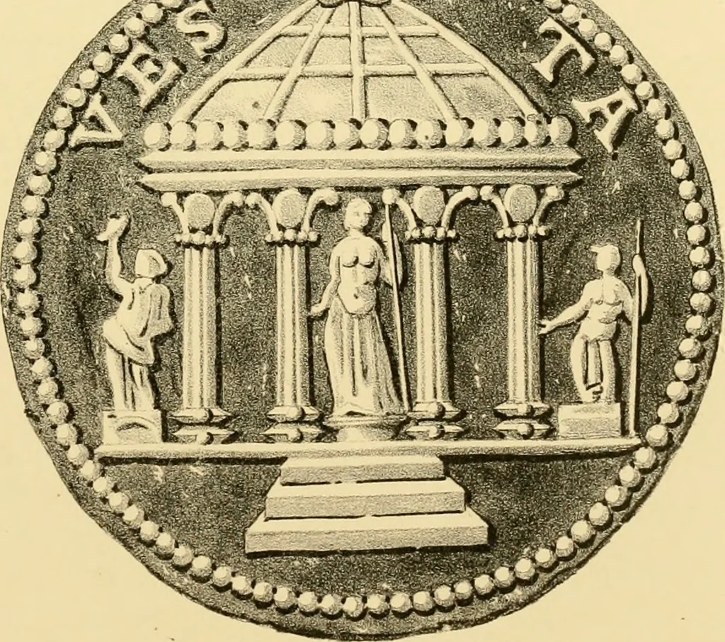 An illustration from Architectura numismatica; or, Architectural medals of classic antiquity: illustrated and explained by comparison with the monuments and the descriptions of ancient authors, and copious text. One hundred lithographs and woodcuts, 1859, leaf 124