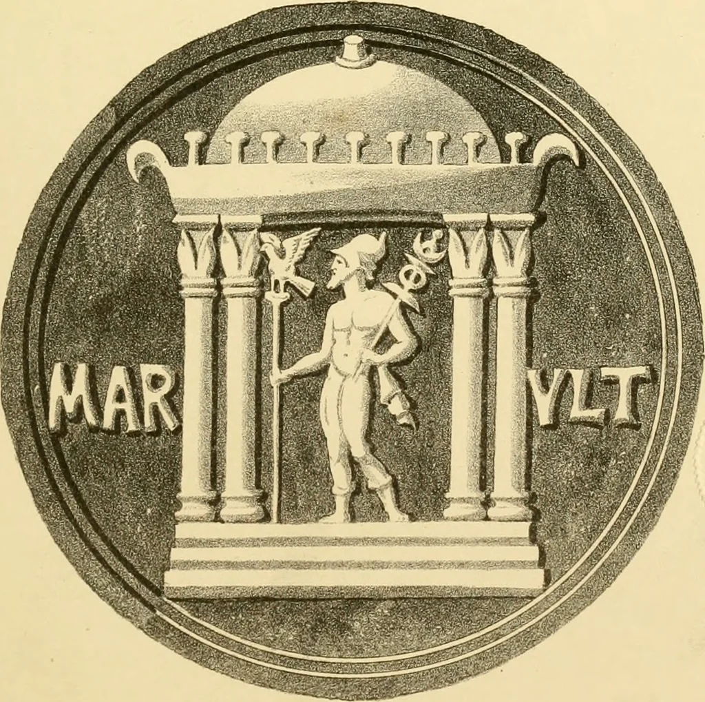 An illustration from Architectura numismatica; or, Architectural medals of classic antiquity: illustrated and explained by comparison with the monuments and the descriptions of ancient authors, and copious text. One hundred lithographs and woodcuts, 1859, leaf 162