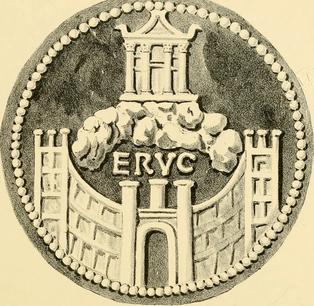 An illustration from Architectura numismatica; or, Architectural medals of classic antiquity: illustrated and explained by comparison with the monuments and the descriptions of ancient authors, and copious text. One hundred lithographs and woodcuts, 1859, leaf 184