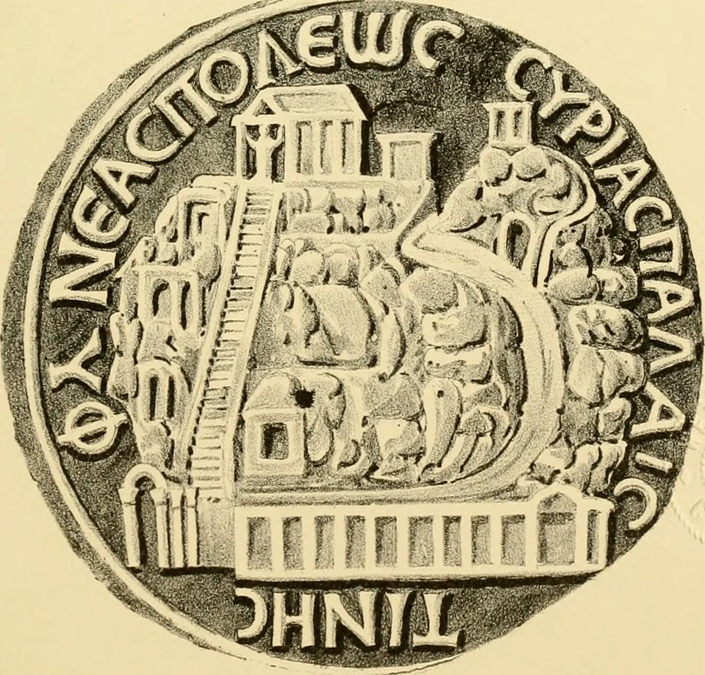 An illustration from Architectura numismatica; or, Architectural medals of classic antiquity: illustrated and explained by comparison with the monuments and the descriptions of ancient authors, and copious text. One hundred lithographs and woodcuts, 1859, leaf 184