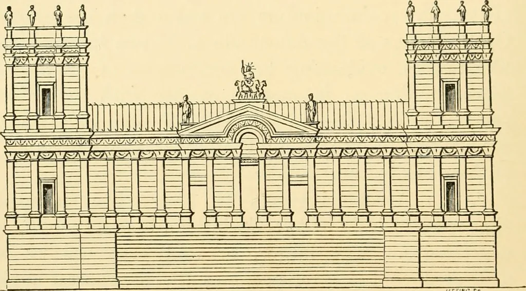 An illustration from Architectura numismatica; or, Architectural medals of classic antiquity: illustrated and explained by comparison with the monuments and the descriptions of ancient authors, and copious text. One hundred lithographs and woodcuts, 1859, leaf 201