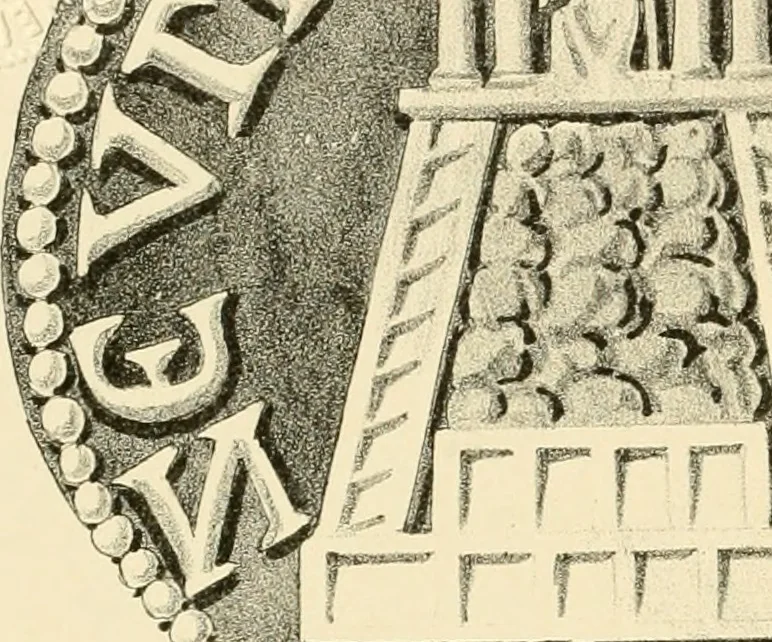 An illustration from Architectura numismatica; or, Architectural medals of classic antiquity: illustrated and explained by comparison with the monuments and the descriptions of ancient authors, and copious text. One hundred lithographs and woodcuts, 1859, leaf 209