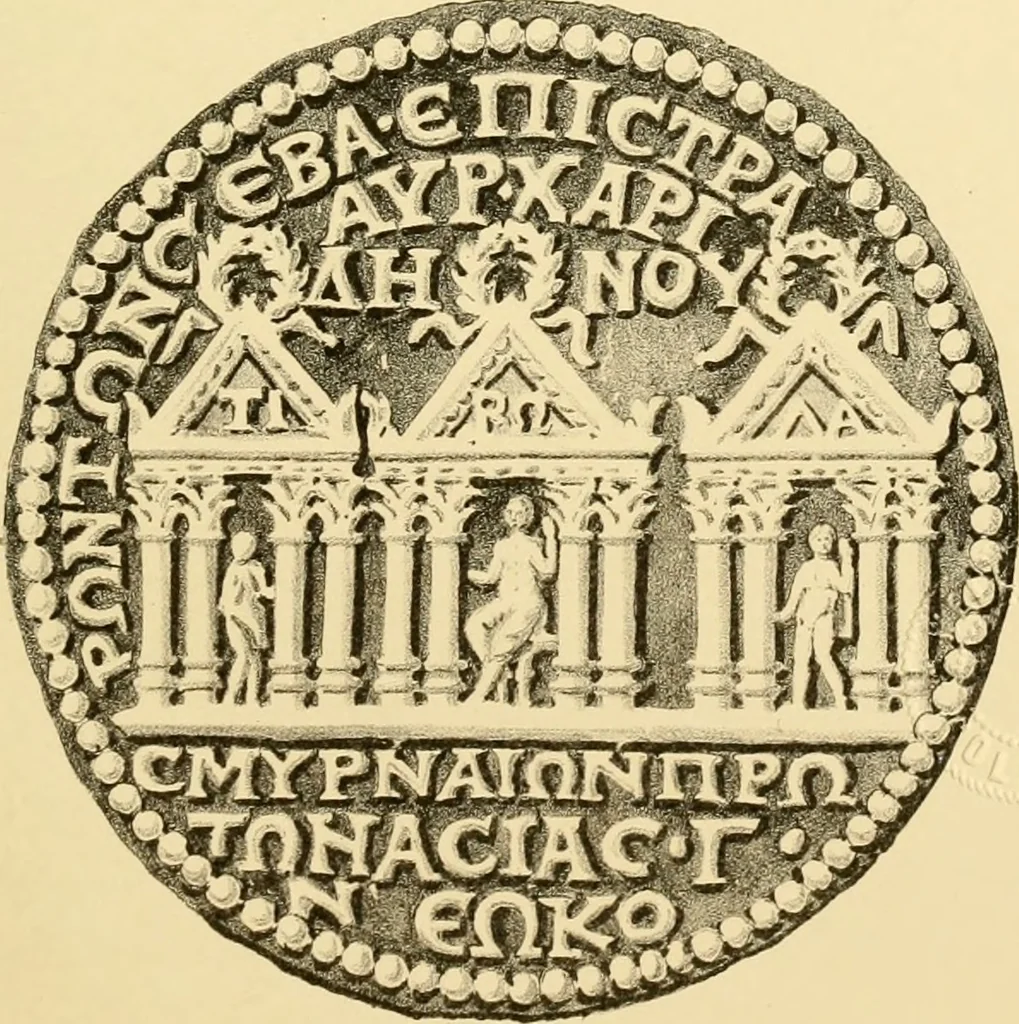 An illustration from Architectura numismatica; or, Architectural medals of classic antiquity: illustrated and explained by comparison with the monuments and the descriptions of ancient authors, and copious text. One hundred lithographs and woodcuts, 1859, leaf 222