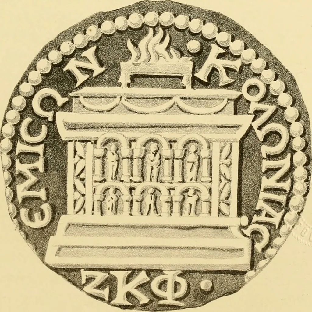 An illustration from Architectura numismatica; or, Architectural medals of classic antiquity: illustrated and explained by comparison with the monuments and the descriptions of ancient authors, and copious text. One hundred lithographs and woodcuts, 1859, leaf 276