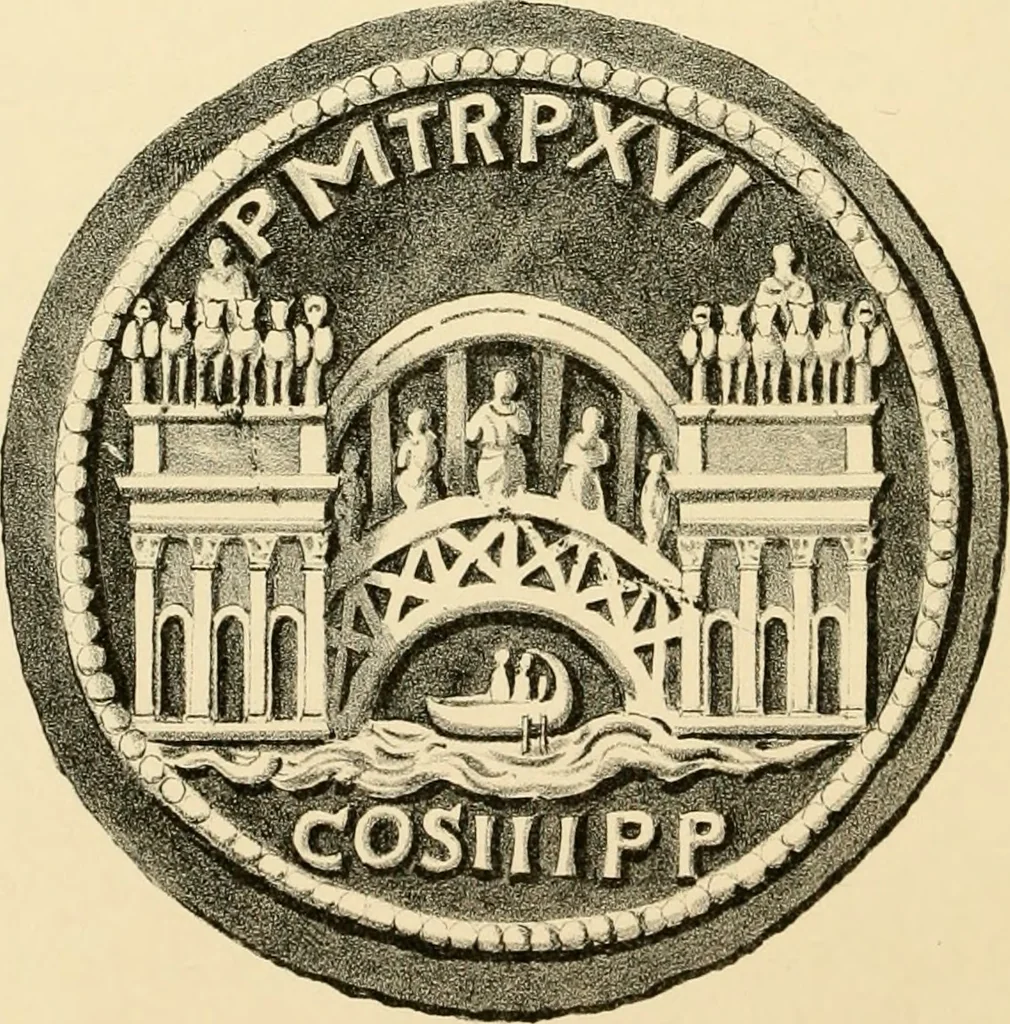 An illustration from Architectura numismatica; or, Architectural medals of classic antiquity: illustrated and explained by comparison with the monuments and the descriptions of ancient authors, and copious text. One hundred lithographs and woodcuts, 1859, leaf 347