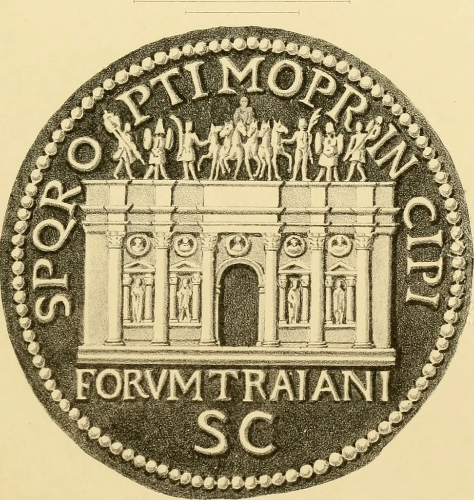 An illustration from Architectura numismatica; or, Architectural medals of classic antiquity: illustrated and explained by comparison with the monuments and the descriptions of ancient authors, and copious text. One hundred lithographs and woodcuts, 1859, leaf 360