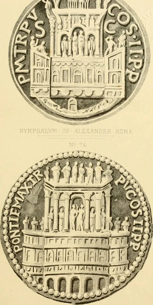 An illustration from Architectura numismatica; or, Architectural medals of classic antiquity: illustrated and explained by comparison with the monuments and the descriptions of ancient authors, and copious text. One hundred lithographs and woodcuts, 1859, leaf 392