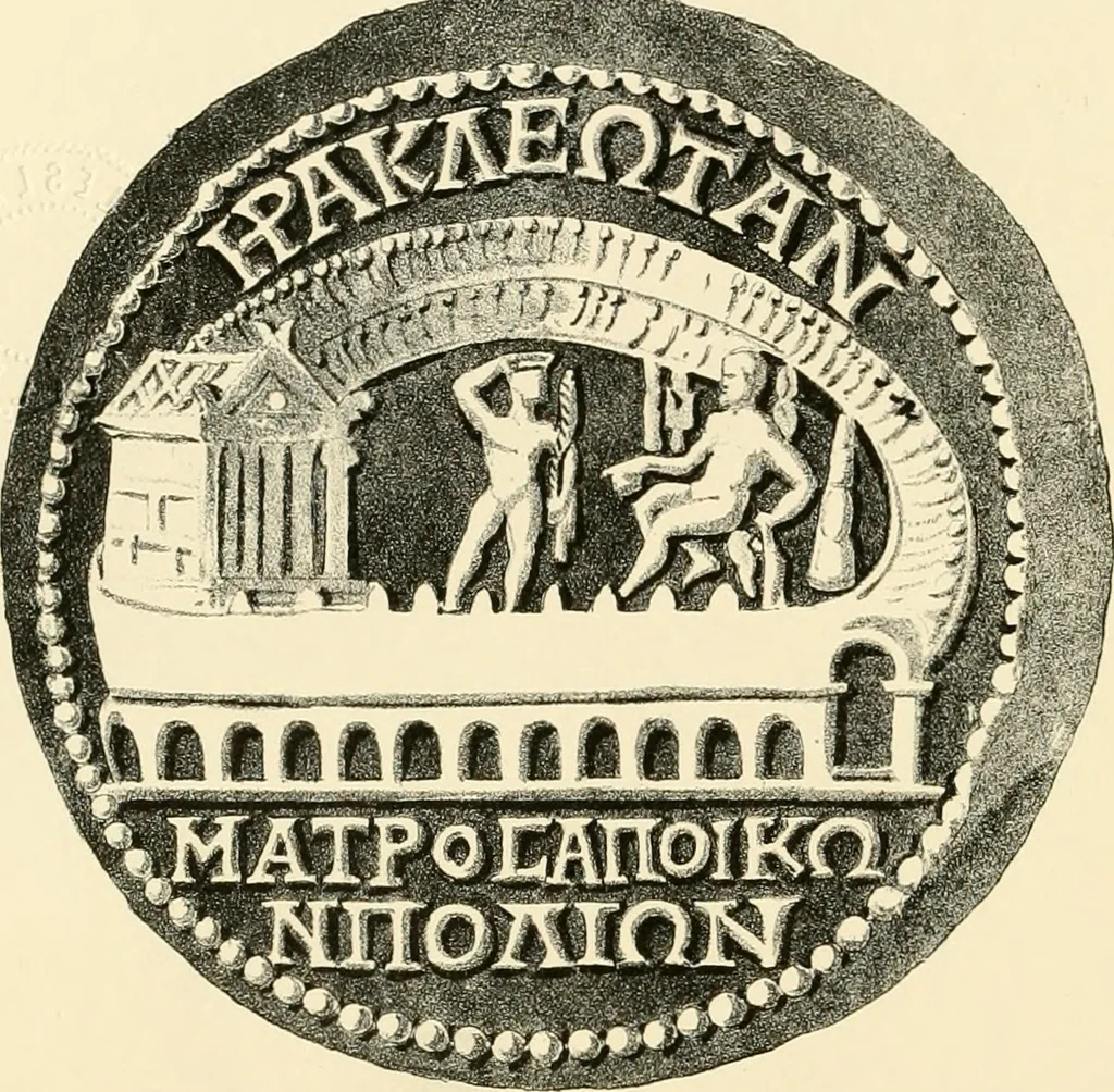 An illustration from Architectura numismatica; or, Architectural medals of classic antiquity: illustrated and explained by comparison with the monuments and the descriptions of ancient authors, and copious text. One hundred lithographs and woodcuts, 1859, leaf 409
