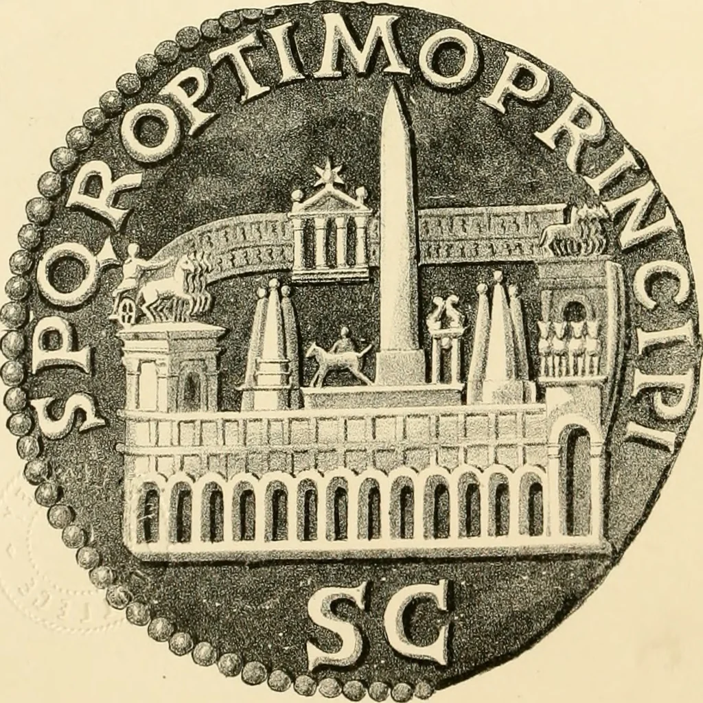 An illustration from Architectura numismatica; or, Architectural medals of classic antiquity: illustrated and explained by comparison with the monuments and the descriptions of ancient authors, and copious text. One hundred lithographs and woodcuts, 1859, leaf 409
