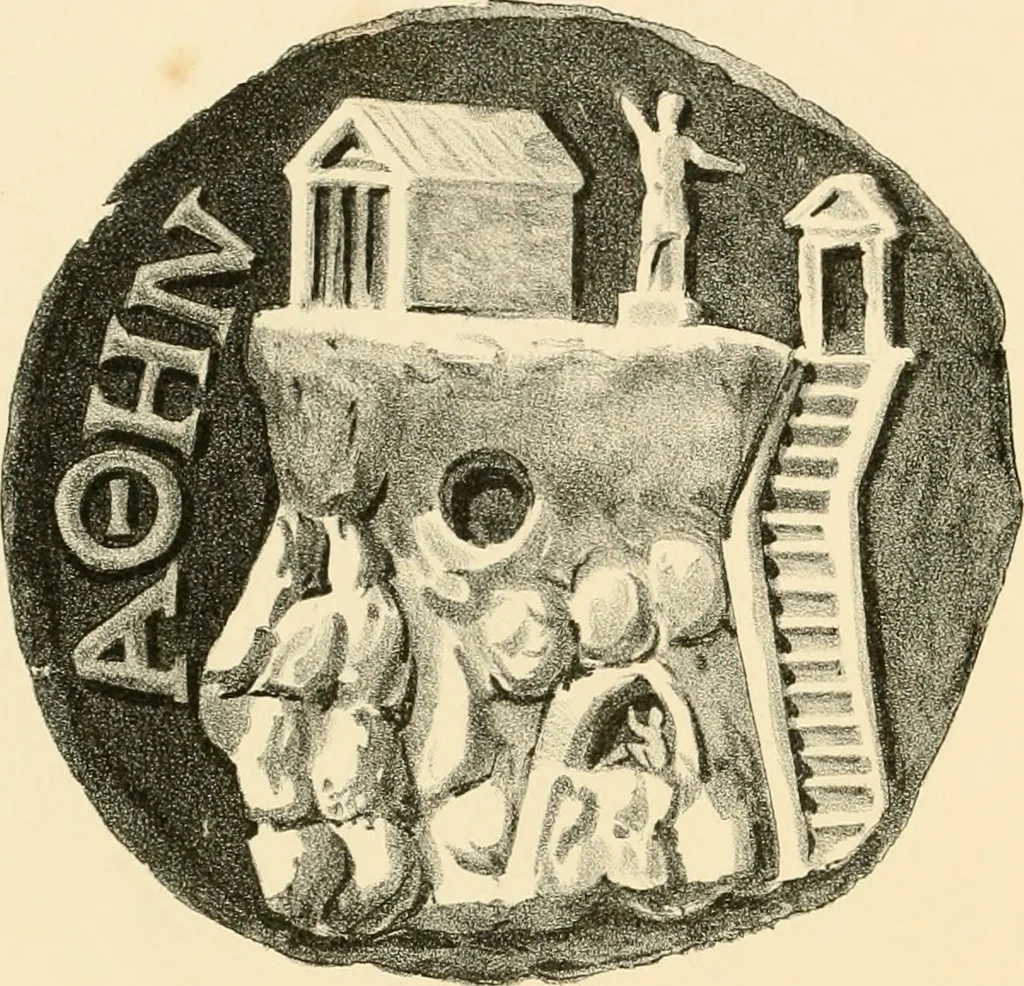 An illustration from Architectura numismatica; or, Architectural medals of classic antiquity: illustrated and explained by comparison with the monuments and the descriptions of ancient authors, and copious text. One hundred lithographs and woodcuts, 1859, leaf 41