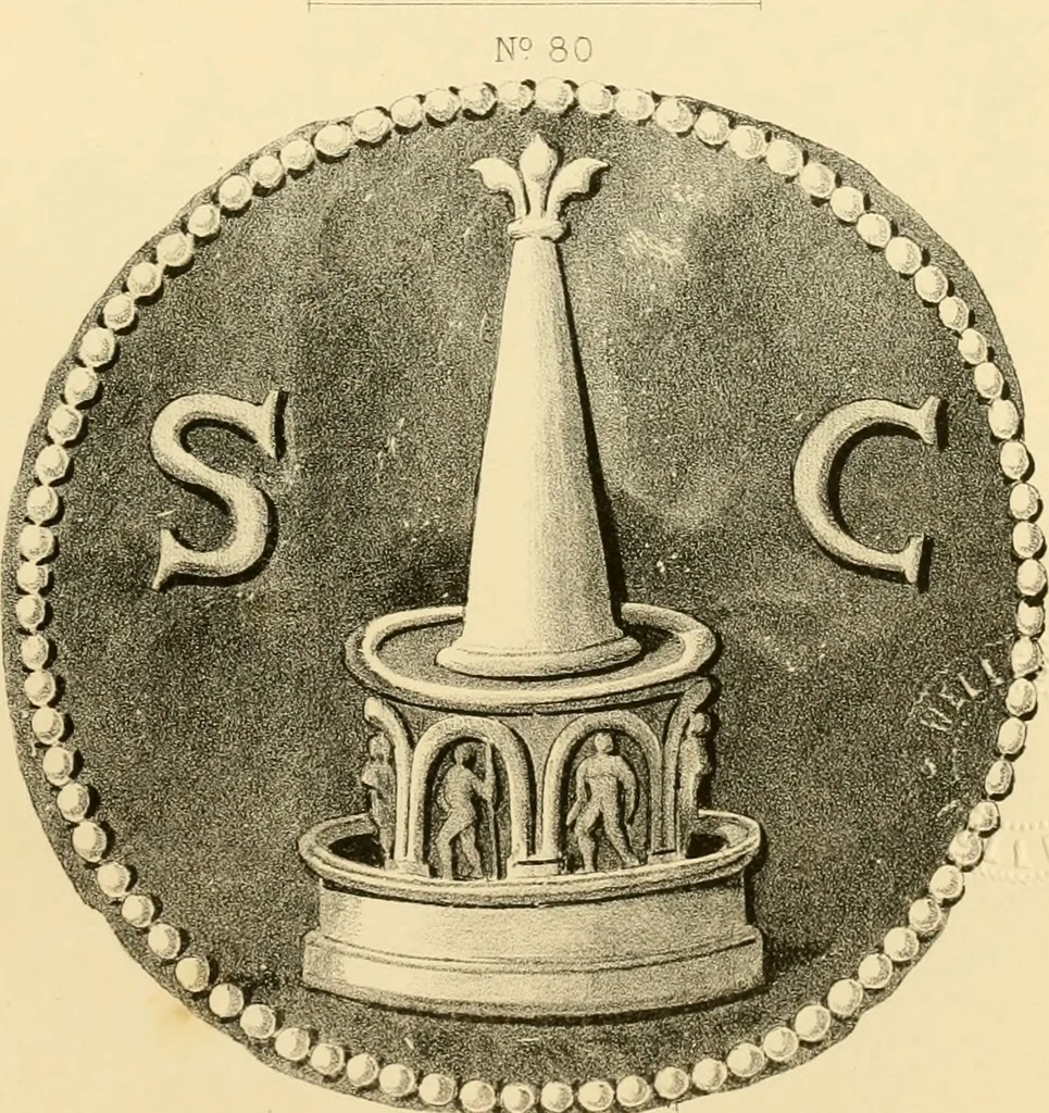 An illustration from Architectura numismatica; or, Architectural medals of classic antiquity: illustrated and explained by comparison with the monuments and the descriptions of ancient authors, and copious text. One hundred lithographs and woodcuts, 1859, leaf 424