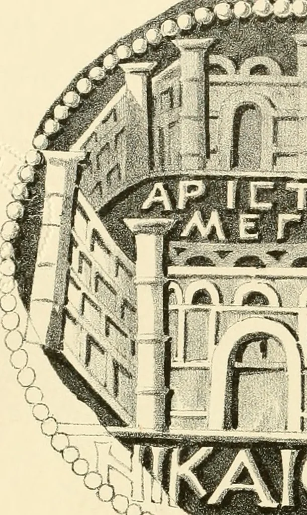 An illustration from Architectura numismatica; or, Architectural medals of classic antiquity: illustrated and explained by comparison with the monuments and the descriptions of ancient authors, and copious text. One hundred lithographs and woodcuts, 1859, leaf 461