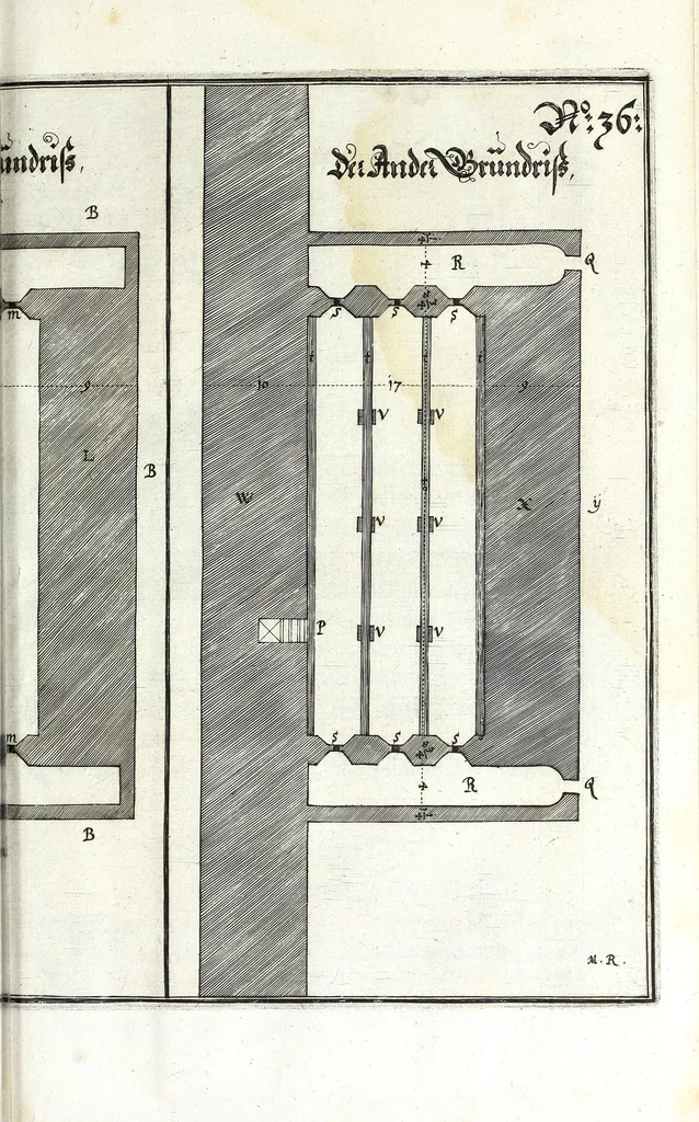 An illustration from Architectura vniversalis, das ist, Von Kriegs, Statt- vnd Wasser Gebäwen ... : auss eigener experientza vnd viel-Jähriger Observation zusamen getragen, beschreiben, vnd mit 60. Kupfferstucken vorgebildet vnd delinirt, 1635, leaf 277