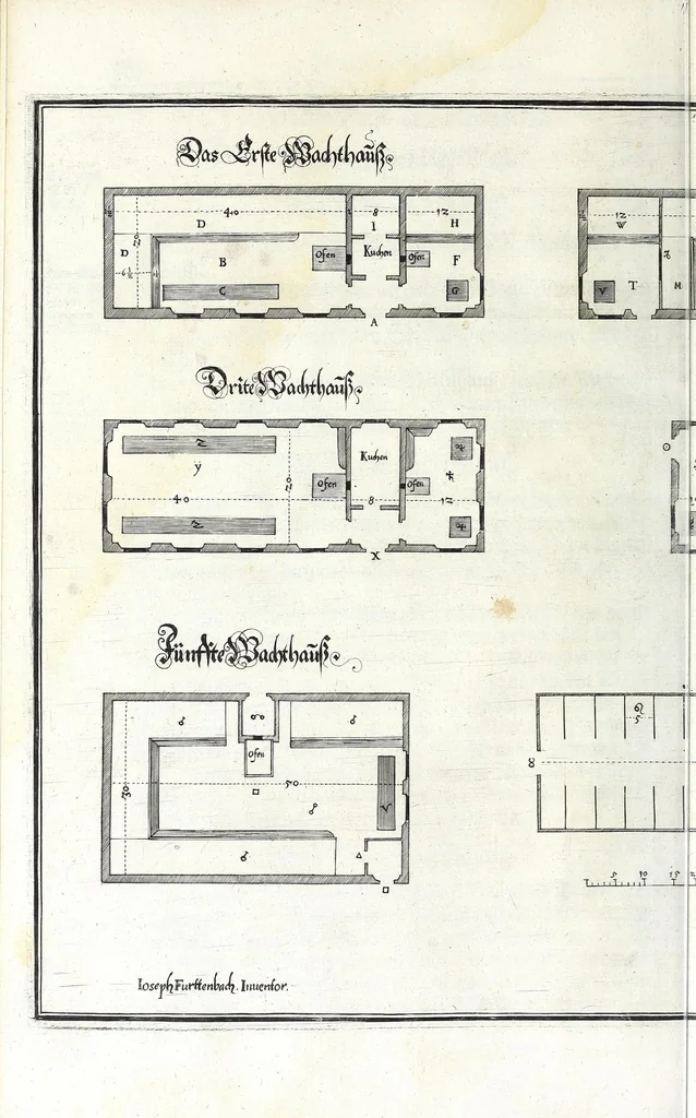 An illustration from Architectura vniversalis, das ist, Von Kriegs, Statt- vnd Wasser Gebäwen ... : auss eigener experientza vnd viel-Jähriger Observation zusamen getragen, beschreiben, vnd mit 60. Kupfferstucken vorgebildet vnd delinirt, 1635, leaf 78
