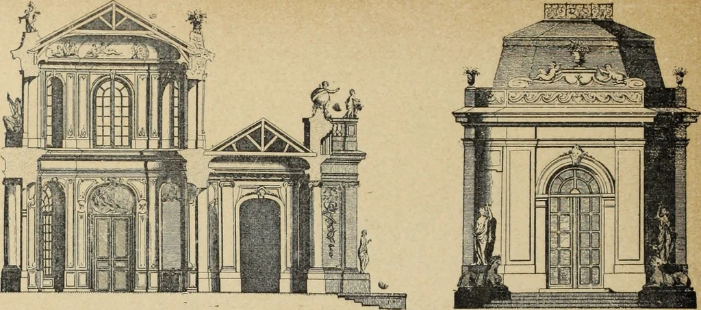 An illustration from Architecture, décoration et ameublement pendant le dix-huitième siècle, Régence - Louis XV. Symétrie et asymétrie proportions légères et courbes capricieuses, 1900, leaf 101