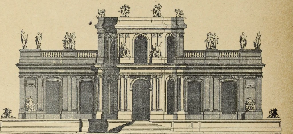 An illustration from Architecture, décoration et ameublement pendant le dix-huitième siècle, Régence - Louis XV. Symétrie et asymétrie proportions légères et courbes capricieuses, 1900, leaf 101