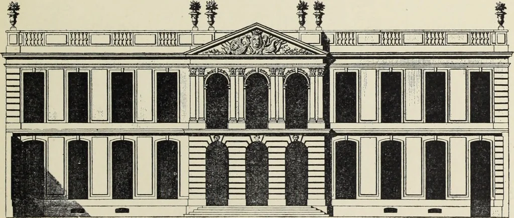 An illustration from Architecture, décoration et ameublement pendant le dix-huitième siècle, Régence - Louis XV. Symétrie et asymétrie proportions légères et courbes capricieuses, 1900, leaf 106