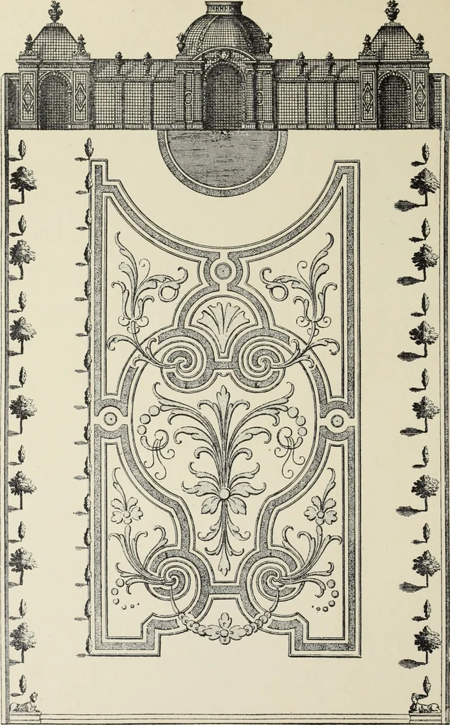 An illustration from Architecture, décoration et ameublement pendant le dix-huitième siècle, Régence - Louis XV. Symétrie et asymétrie proportions légères et courbes capricieuses, 1900, leaf 113