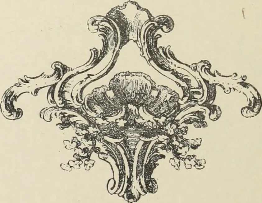 An illustration from Architecture, décoration et ameublement pendant le dix-huitième siècle, Régence - Louis XV. Symétrie et asymétrie proportions légères et courbes capricieuses, 1900, leaf 15
