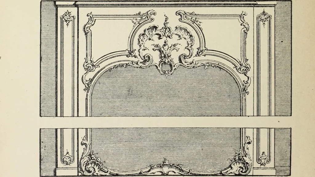 An illustration from Architecture, décoration et ameublement pendant le dix-huitième siècle, Régence - Louis XV. Symétrie et asymétrie proportions légères et courbes capricieuses, 1900, leaf 159