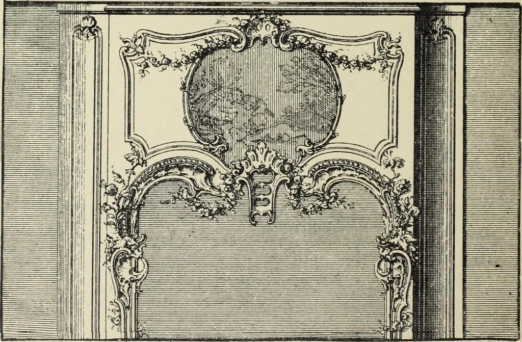 An illustration from Architecture, décoration et ameublement pendant le dix-huitième siècle, Régence - Louis XV. Symétrie et asymétrie proportions légères et courbes capricieuses, 1900, leaf 167