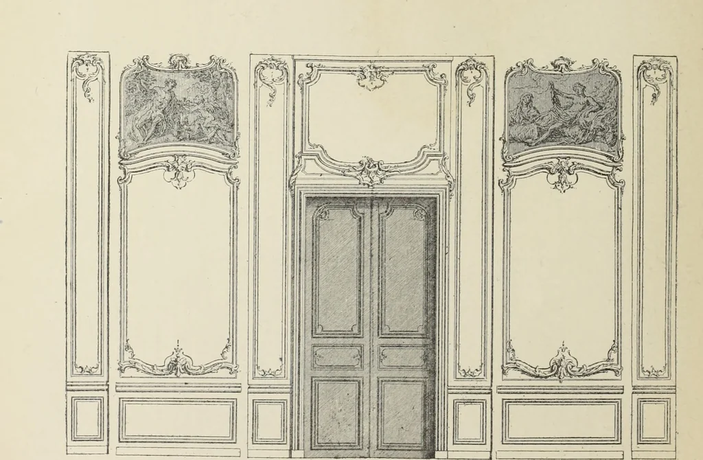 An illustration from Architecture, décoration et ameublement pendant le dix-huitième siècle, Régence - Louis XV. Symétrie et asymétrie proportions légères et courbes capricieuses, 1900, leaf 191
