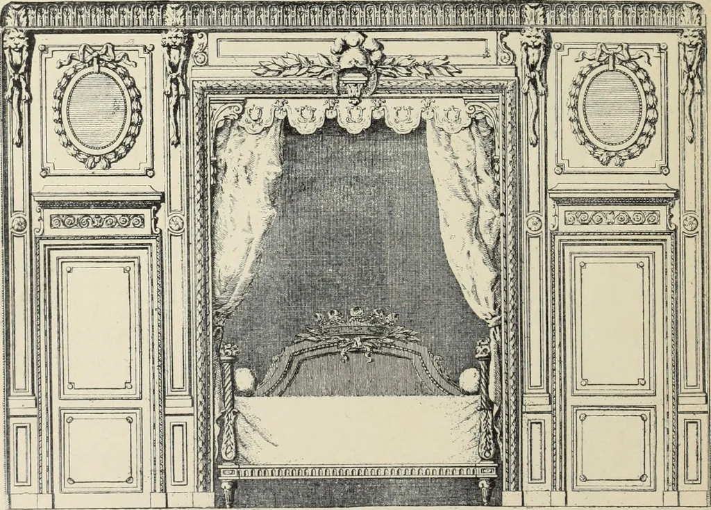 An illustration from Architecture, décoration et ameublement pendant le dix-huitième siècle, Régence - Louis XV. Symétrie et asymétrie proportions légères et courbes capricieuses, 1900, leaf 203