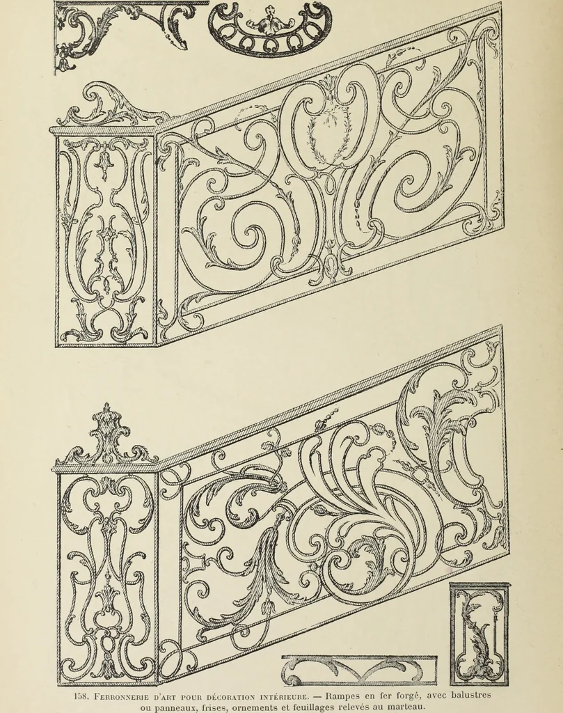 An illustration from Architecture, décoration et ameublement pendant le dix-huitième siècle, Régence - Louis XV. Symétrie et asymétrie proportions légères et courbes capricieuses, 1900, leaf 231