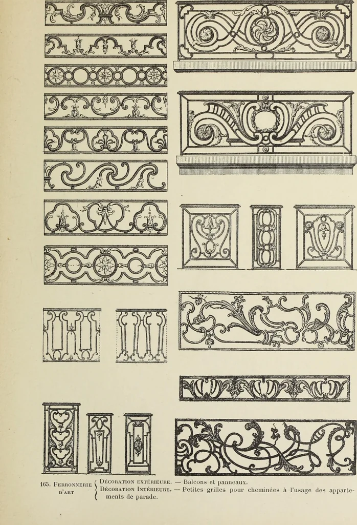 An illustration from Architecture, décoration et ameublement pendant le dix-huitième siècle, Régence - Louis XV. Symétrie et asymétrie proportions légères et courbes capricieuses, 1900, leaf 238