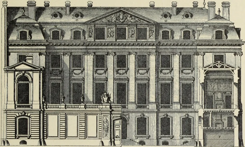 An illustration from Architecture, décoration et ameublement pendant le dix-huitième siècle, Régence - Louis XV. Symétrie et asymétrie proportions légères et courbes capricieuses, 1900, leaf 26