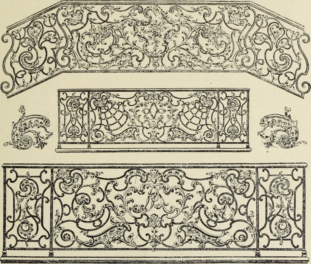 An illustration from Architecture, décoration et ameublement pendant le dix-huitième siècle, Régence - Louis XV. Symétrie et asymétrie proportions légères et courbes capricieuses, 1900, leaf 28