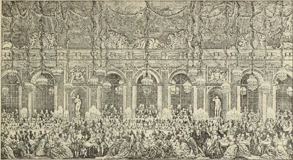 An illustration from Architecture, décoration et ameublement pendant le dix-huitième siècle, Régence - Louis XV. Symétrie et asymétrie proportions légères et courbes capricieuses, 1900, leaf 8