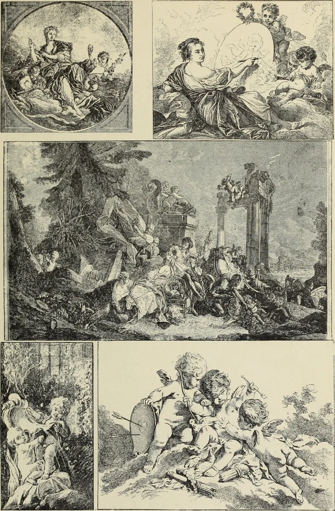 An illustration from Architecture, décoration et ameublement pendant le dix-huitième siècle, Régence - Louis XV. Symétrie et asymétrie proportions légères et courbes capricieuses, 1900, leaf 80