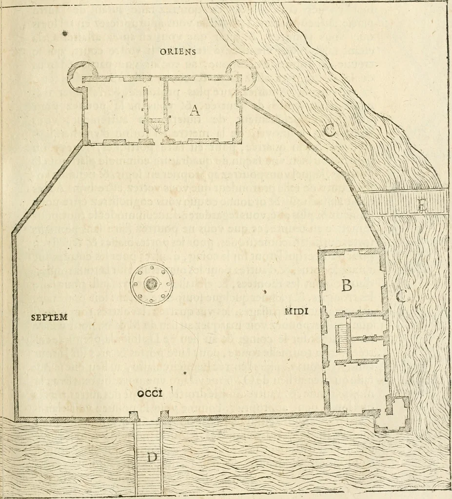 An illustration from Architecture de Philibert de l'Orme ... : uure entiere contenant onze livres, augmentée de deux, & autres figures non encores veuës, tant pour desseins qu'ornemens de maisons : avec vne belle inuention pour bien bastir, & à petits fraiz .., 1626, leaf 134