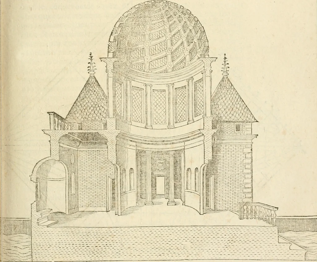 An illustration from Architecture de Philibert de l'Orme ... : uure entiere contenant onze livres, augmentée de deux, & autres figures non encores veuës, tant pour desseins qu'ornemens de maisons : avec vne belle inuention pour bien bastir, & à petits fraiz .., 1626, leaf 218