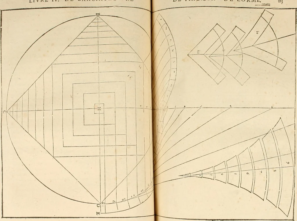 An illustration from Architecture de Philibert de l'Orme ... : uure entiere contenant onze livres, augmentée de deux, & autres figures non encores veuës, tant pour desseins qu'ornemens de maisons : avec vne belle inuention pour bien bastir, & à petits fraiz .., 1626, leaf 230