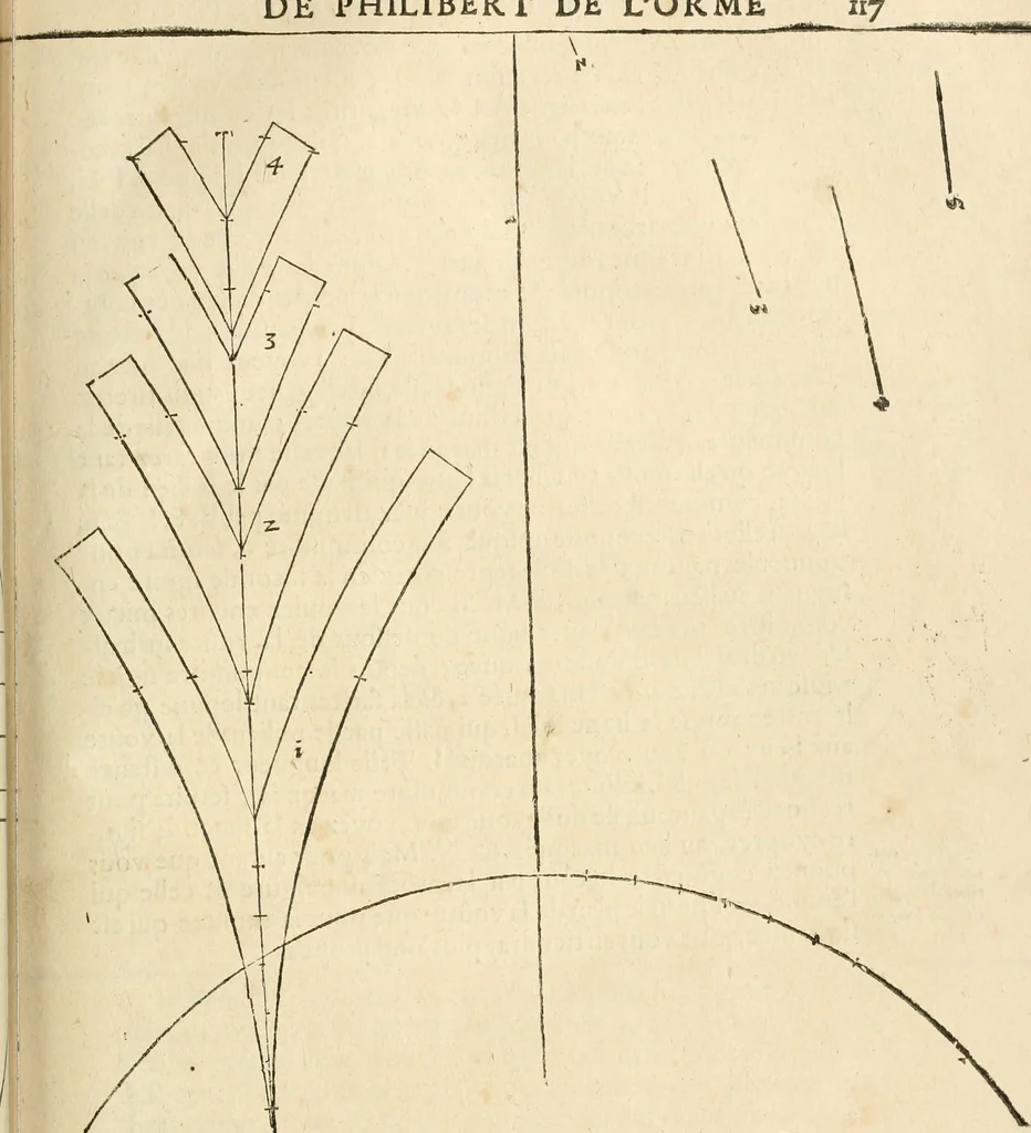 An illustration from Architecture de Philibert de l'Orme ... : uure entiere contenant onze livres, augmentée de deux, & autres figures non encores veuës, tant pour desseins qu'ornemens de maisons : avec vne belle inuention pour bien bastir, & à petits fraiz .., 1626, leaf 240