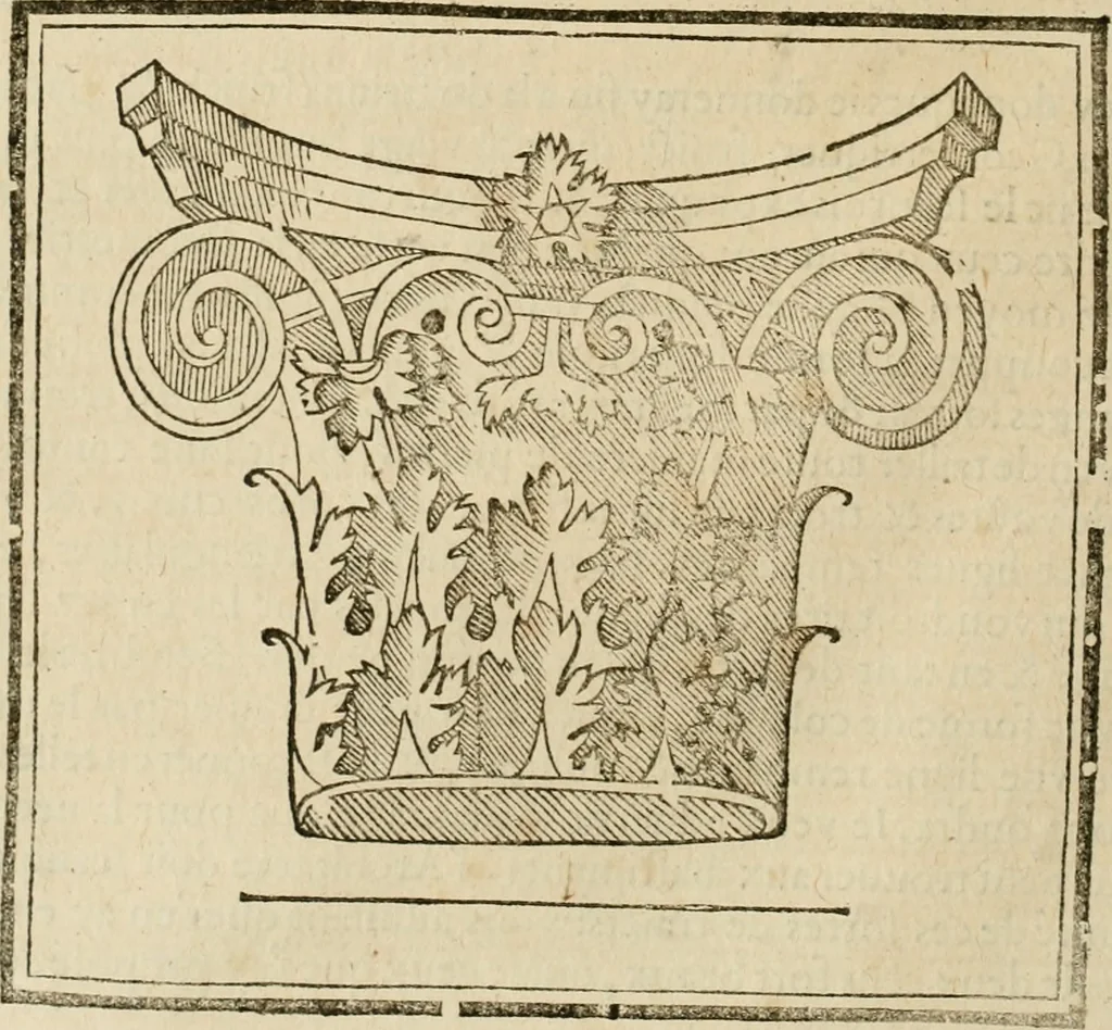 An illustration from Architecture de Philibert de l'Orme ... : uure entiere contenant onze livres, augmentée de deux, & autres figures non encores veuës, tant pour desseins qu'ornemens de maisons : avec vne belle inuention pour bien bastir, & à petits fraiz .., 1626, leaf 263